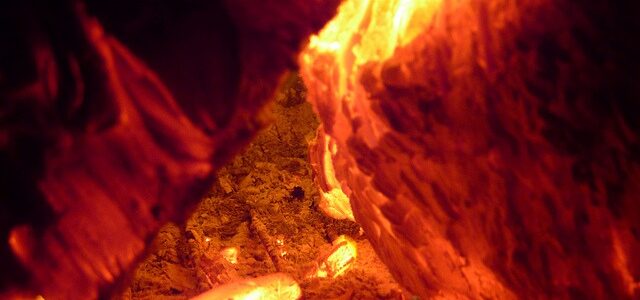 feu dans une poele à bois